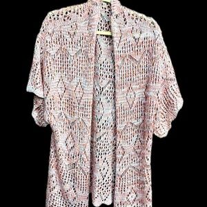 Hem and Thread Crocheted Sweater Jacket